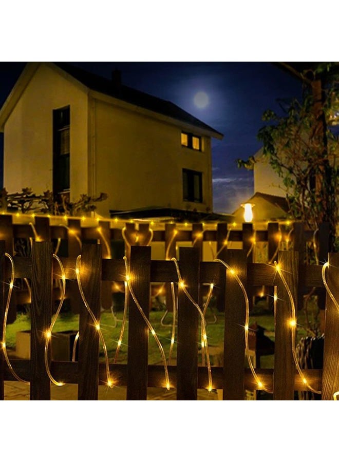 Honche Solar Rope Light 33FT 100L IP65 Waterproof Outdoor LED Copper Fairy String Tube Lights for Party Garden Yard Home Wedding Christmas Halloween Holiday Tree Decoration Lighting (Warm White) - Image 5