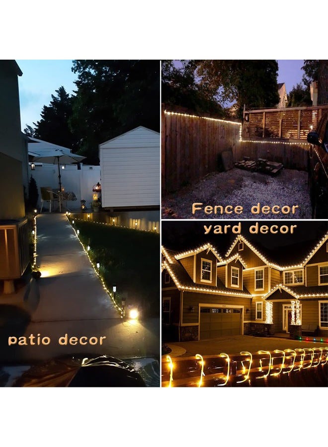 Honche Solar Rope Light 33FT 100L IP65 Waterproof Outdoor LED Copper Fairy String Tube Lights for Party Garden Yard Home Wedding Christmas Halloween Holiday Tree Decoration Lighting (Warm White) - Image 4