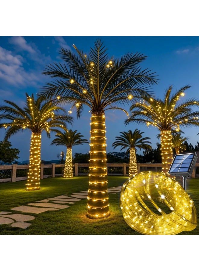 Honche Solar Rope Light 33FT 100L IP65 Waterproof Outdoor LED Copper Fairy String Tube Lights for Party Garden Yard Home Wedding Christmas Halloween Holiday Tree Decoration Lighting (Warm White) - Image 1