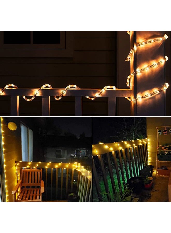 Honche Solar Rope Light 33FT 100L IP65 Waterproof Outdoor LED Copper Fairy String Tube Lights for Party Garden Yard Home Wedding Christmas Halloween Holiday Tree Decoration Lighting (Warm White) - Image 3