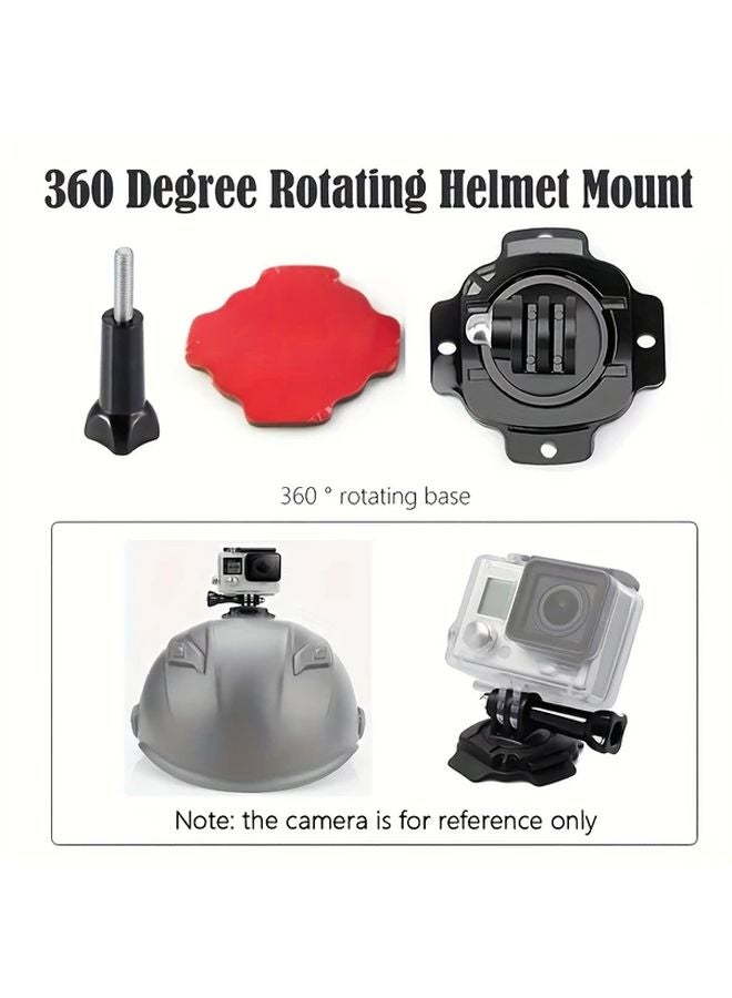 قاعدة سوداء للخوذة كاميرا 360 دوارة بقاعدة ملصقات لاصقة منحنية لهيرو 12، 11، 10، 9، 8 وكاميرات أكشن من SJCAM وAKASO - Image 4