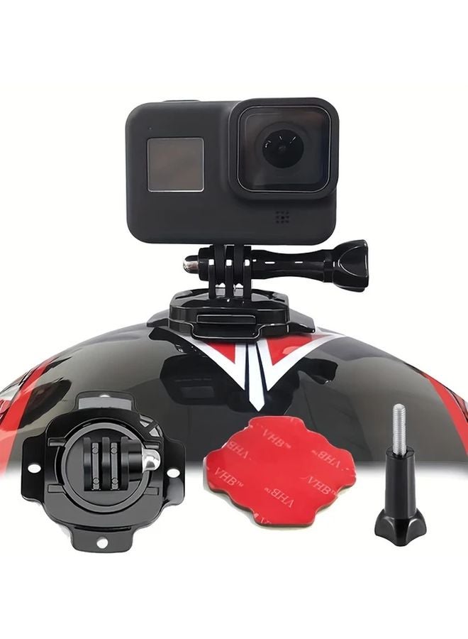 قاعدة سوداء للخوذة كاميرا 360 دوارة بقاعدة ملصقات لاصقة منحنية لهيرو 12، 11، 10، 9، 8 وكاميرات أكشن من SJCAM وAKASO - Image 1
