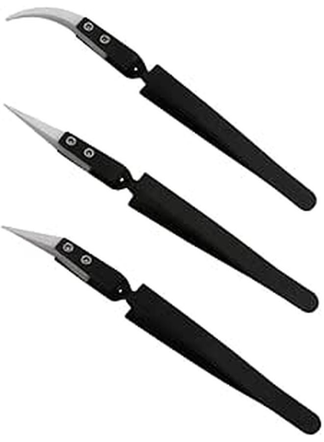 Precision Ceramic Tip Tweezers Set Straight Curved Heat Resistant Non Conductive - Image 1