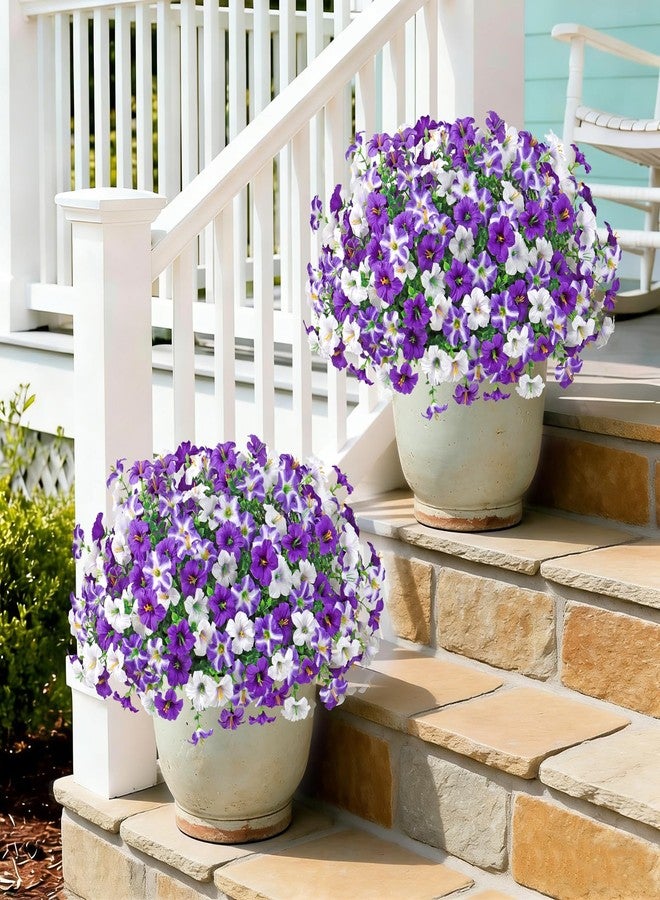 KHOYIME Artificial Flowers for Outdoor Decoration, 12PCS Faux White Purple Petunias Silk Flower UV Resistant Realistic Fake Plants for Outside Planter Garden Porch Yard Spring Summer Home Indoor Decor - Image 4