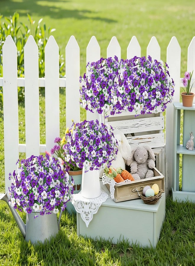 KHOYIME Artificial Flowers for Outdoor Decoration, 12PCS Faux White Purple Petunias Silk Flower UV Resistant Realistic Fake Plants for Outside Planter Garden Porch Yard Spring Summer Home Indoor Decor - Image 5