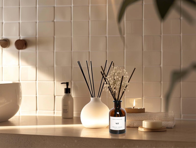 WEALD TRIBE Reed Diffuser Set for Bathroom Air Fresheners, Oil Diffuser Sticks | Vanilla Whiskey Scent 4.0 fl oz Home Fragrance with Sticks Defusers | House Bedroom Office Shelf Decor - Image 5