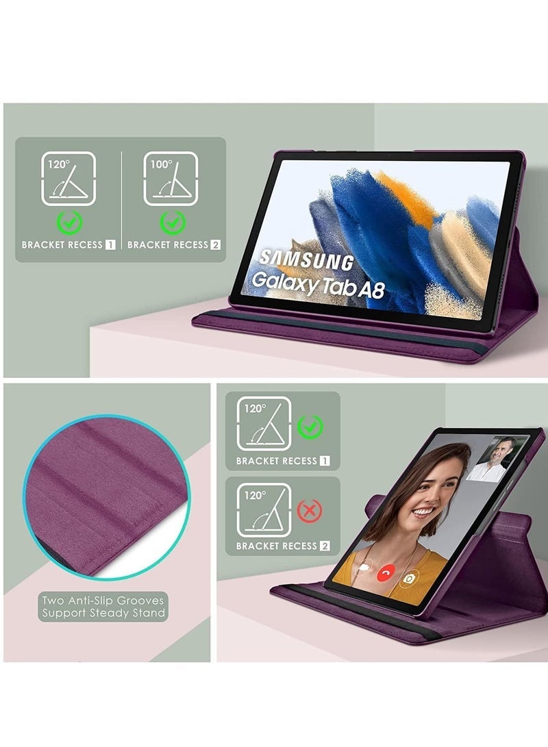 SmartGrist Case Compatible with Galaxy Tab A8 10.5" Case (SM-X200/X205/X207), Galaxy Tab A8 Case 10.5 inch,Auto Sleep/Wake 360° Rotating Stand Folio Leather Case for Tab A8 2022 (Purple) - Image 3
