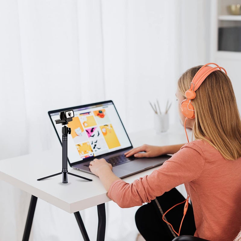 JCWINY 30" Tall Webcam Stand Tripod Extendable Desktop Tabletop Webcam Tripod Web Camera Mount Aluminum Desk Tripod Stand for Logitech Brio Webcam C925e C922x C930e C922 C930 C920 C615 iPhone Camera - Image 2