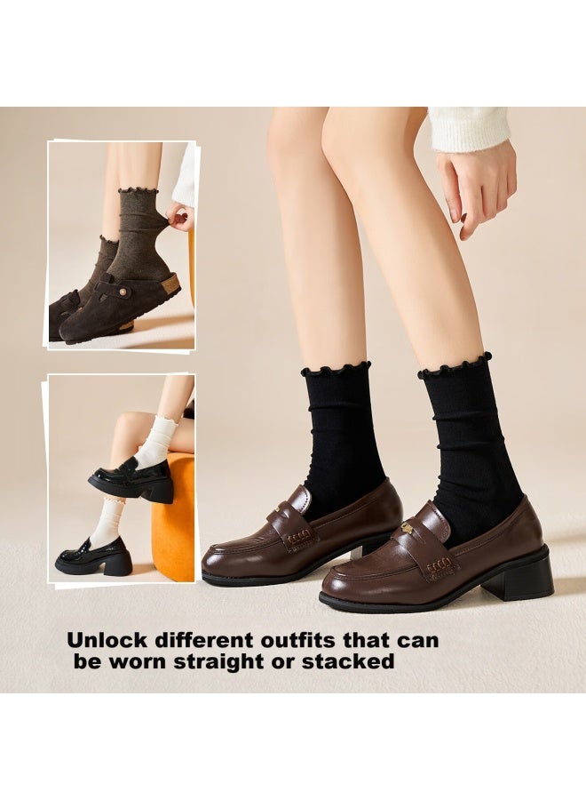 Modal Modaier Seamless Socks For Women, Aloe Vera Moisturizing Ruffle Mid-calf Slouch Socks, 100% Pure Cotton, Spring Autumn Winter Warm Maternity Socks - Image 5