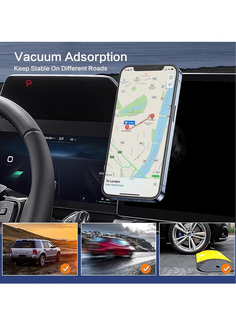 "Magnetic Vacuum Suction Phone Holder for Car, Gym, and Smooth Surfaces (Black)"
