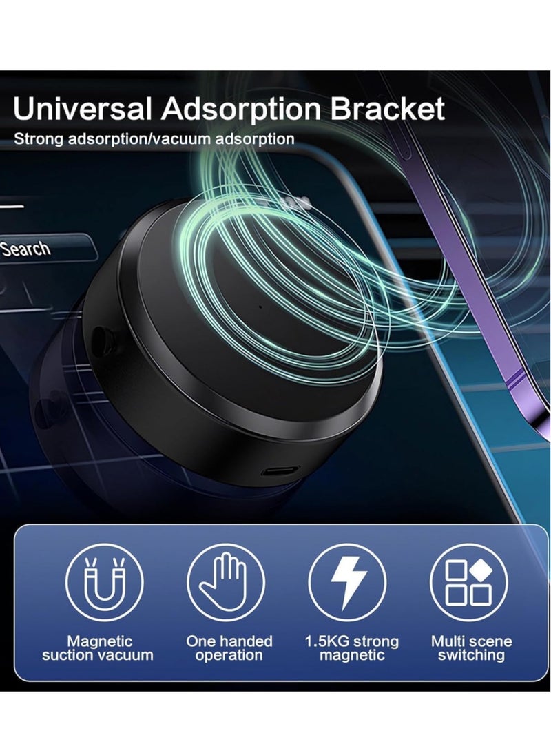 "Magnetic Vacuum Suction Phone Holder for Car, Gym, and Smooth Surfaces (Black)"