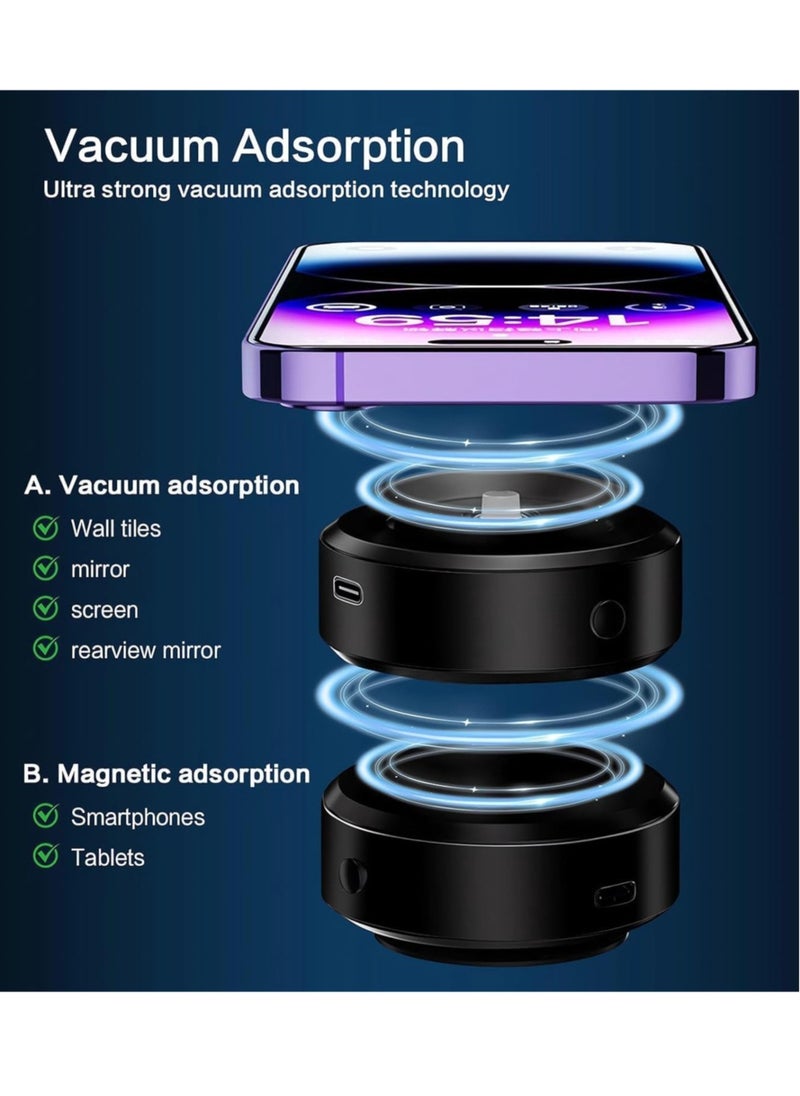"Magnetic Vacuum Suction Phone Holder for Car, Gym, and Smooth Surfaces (Black)"