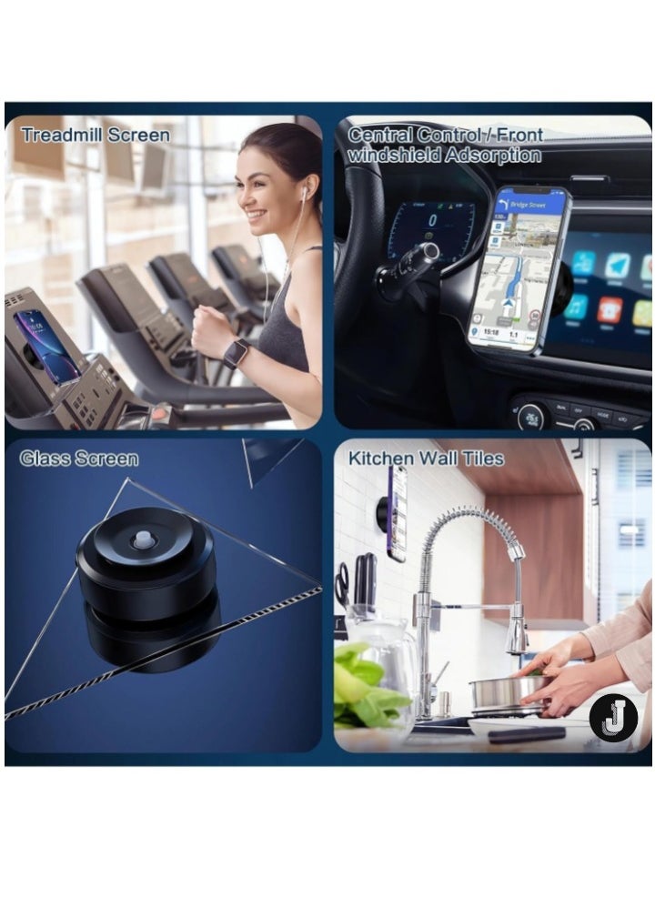 "Magnetic Vacuum Suction Phone Holder for Car, Gym, and Smooth Surfaces (Black)"