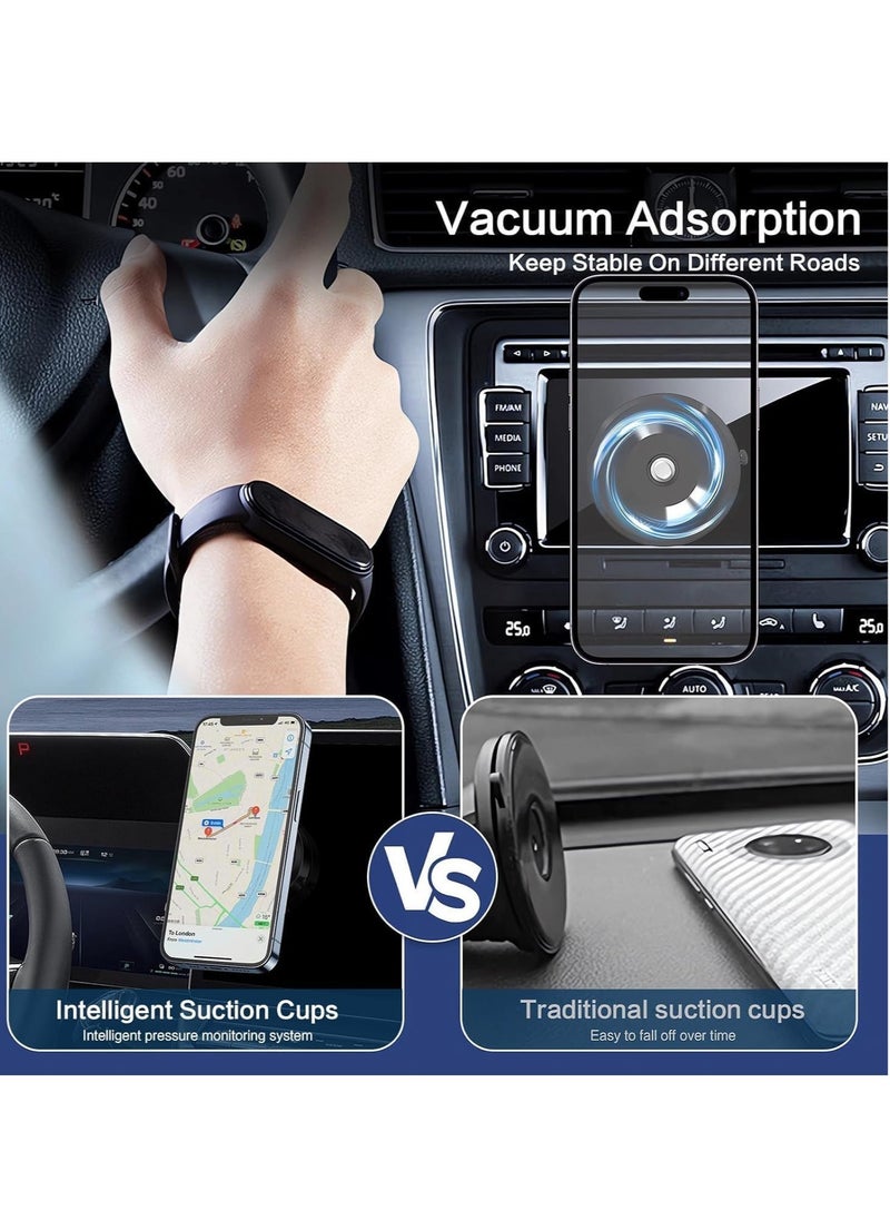 "Magnetic Vacuum Suction Phone Holder for Car, Gym, and Smooth Surfaces (Black)"