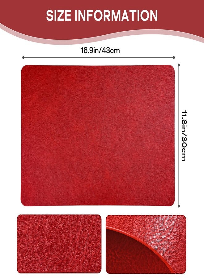 APLKER Faux Leather Placemats Set of 6, Washable Place Mats, Vinyl Placemats Wipeable Waterproof Oil-Proof Heat Resistant PU Table Mats for Dining, Kitchen, Hotel(Red) - Image 2