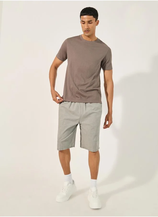 Styli Plain Loose Fit Shorts with Belt Loops