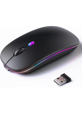 Wireless Bluetooth Rechargeable Mouse – Silent Dual Mode Mouse with LED, Bluetooth 5.2 & USB Receiver – Portable for Laptop/Desktop/Tablet (Black) - pzsku/ZB26FFB1819278ED87095Z/45/1748853989/42631f47-28f4-4686-9adc-6332b07c57c9