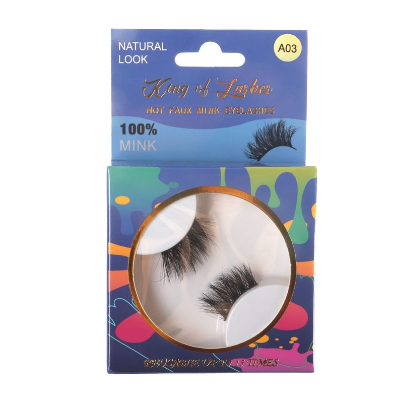 Hot Faux Mink Eyelashes - Dramatic Volume Single Pair, Fluffy Wispy Reusable Lashes, Lightweight Party Eye Makeup A03