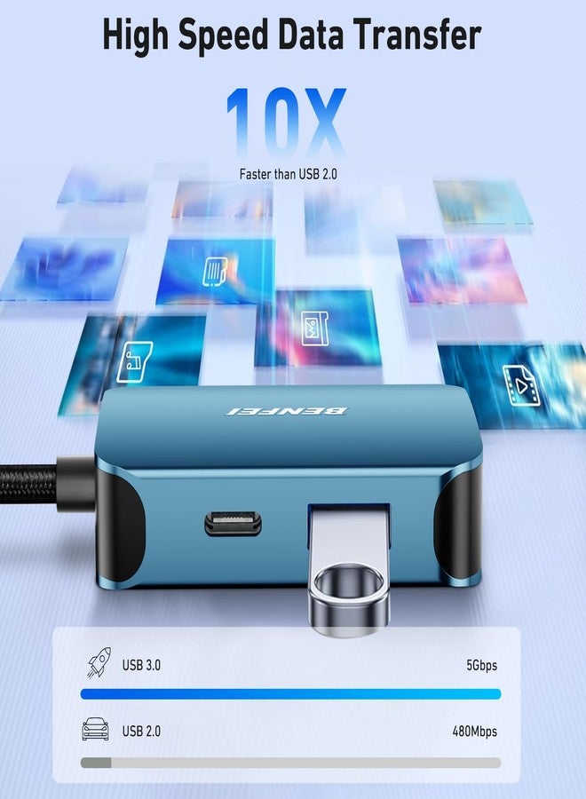 بنفي موزع BENFEI USB-C 4 في 1، محول USB Type-C إلى HDMI وVGA، محول USB-C إلى USB، يدعم تقنية USB Type-C Power Delivery، متوافق مع iPhone 15 Pro/Max، وMacBook Pro/Air 2023، وiPad Pro، وiMac، وS23، وXPS 17 - Image 4