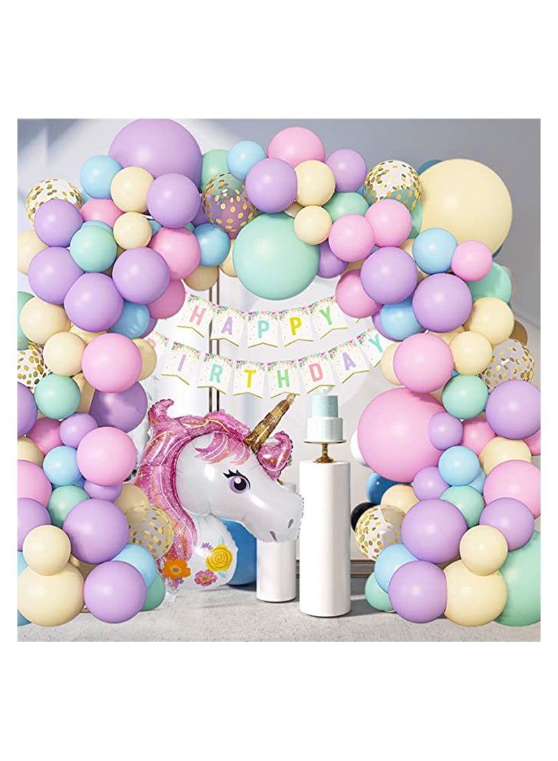 SYOSI 147 Pcs Unicorn Birthday Balloons Arch Garland Kit 40 Unicorn Balloon Pink Purple Blue Confetti Balloons Birthday Banner 8 Tools for Girls Unicorn Birthday Party Decorations Baby Shower - Image 4