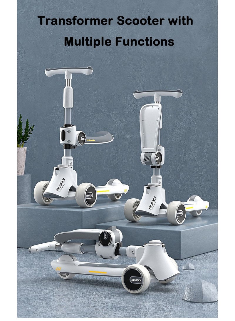 جي تي-ويل سكوتر للأطفال 5 في 1 قابل للطي مع 3 عجلات إضاءة LED ومقعد ومصباح LED آمن وموسيقى للأطفال - Image 2