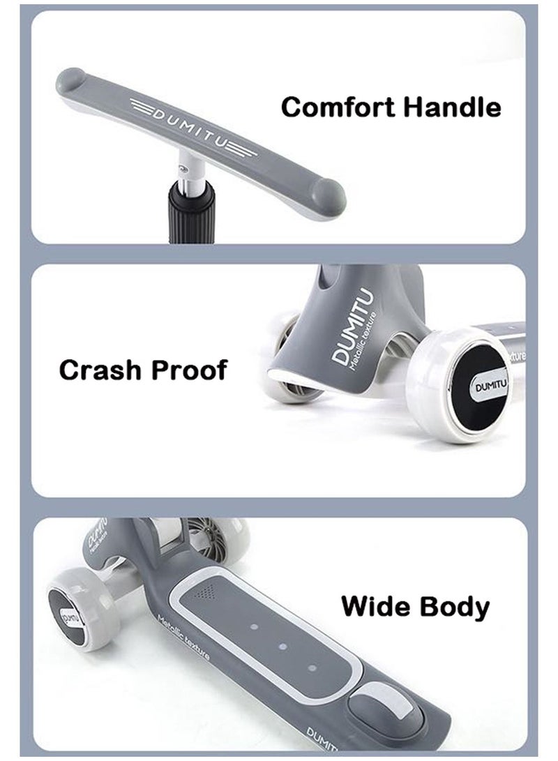 جي تي-ويل سكوتر للأطفال 5 في 1 قابل للطي مع 3 عجلات إضاءة LED ومقعد ومصباح LED آمن وموسيقى للأطفال - Image 4