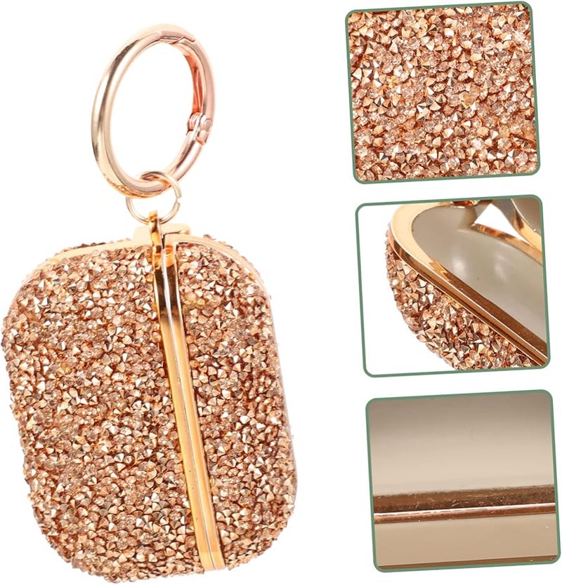 Glitter Earbuds Case For Airpods Gen 3 With Detachable Keychain Lightweight Chic Gold - Image 5