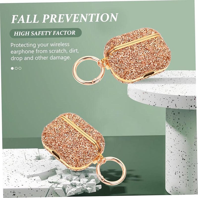 Glitter Earbuds Case For Airpods Gen 3 With Detachable Keychain Lightweight Chic Gold - Image 4