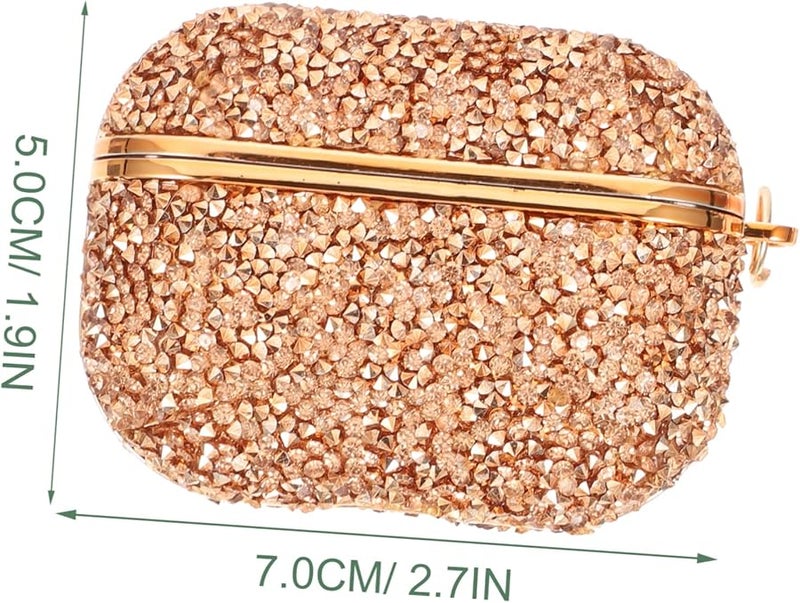 Glitter Earbuds Case For Airpods Gen 3 With Detachable Keychain Lightweight Chic Gold - Image 3