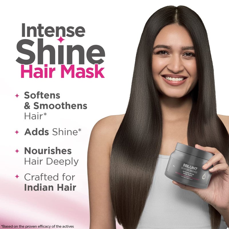BBLUNT Intense Shine Hair Mask | with Rice & Silk Protein for Soft & Shiny Hair | Natural Deep Conditioning Masque for Damage & Frizz Control | 8.82 Oz/250g - Image 2