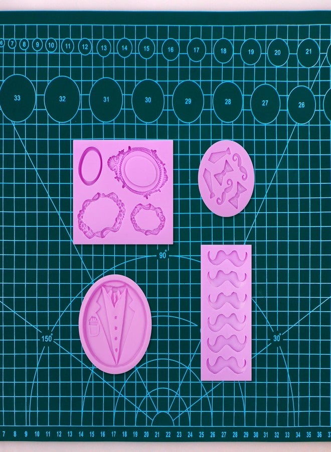 acvcatto Father's Day Gown Silicone Mold, Mustache Bow Tie Necktie Candy Molds, Vintage Photo Frame Chocolate Baking Mold for Cake Decoration Cupcake Topper Fondant Sugar Craft Gum Paste Clay Resin - Image 5
