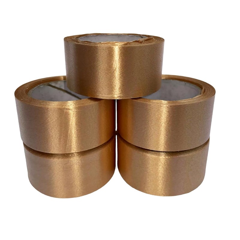 إسكدنيا Plastic Curling Ribbon for DIY, Birthday,Wedding Decorations and tie up Gift Packages. (Pack of 5 roll) 8mtr Each roll(40mtr) Color- Gold - Image 1