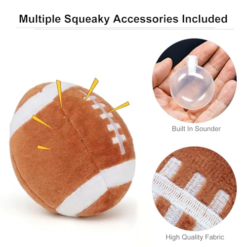 TONYFY Dog Toys Balls - Chewable Plush Rugby for Dogs, Soft Pet Squeaky Ball Stuffed with Fluffy, Durable Indoor & Outdoor Dog Puzzle Toy, Birthday for Puppy Small & Medium Breeds - Image 3