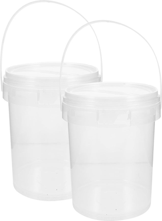 أموسفون عبوتان من البلاستيك الآمن غذائيًا من آموسفن، سعة كل منهما 67 أونصة، مع غطاء، حاويات تخزين شفافة بمقبض، مناسبة للآيس كريم والحساء والدقيق والاستخدام المنزلي - Image 1