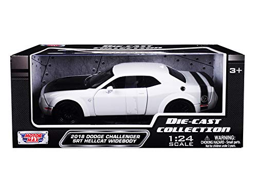 MOTORMAX 2018 Dodge Challenger SRT Hellcat Widebody White with Black Hood 1/24 Diecast Model Car by Motormax 79350w - Image 1