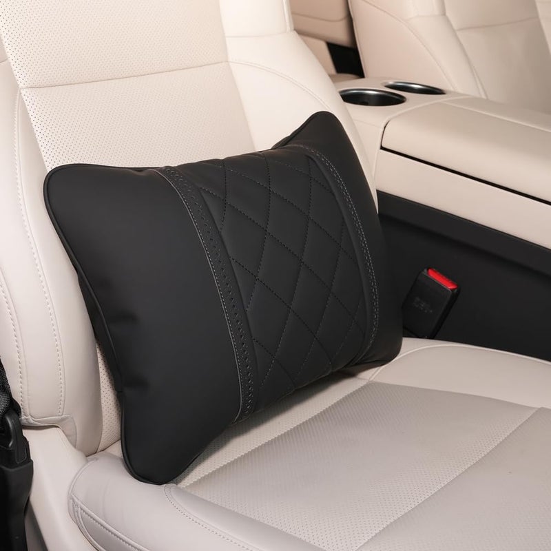 Car Pillows Napa Leather Car Seat Rest Cushion Car Lumbar Pillow for Mercedes Benz Maybach SClass Lumbar Support Pillow car AccessoriesBlack