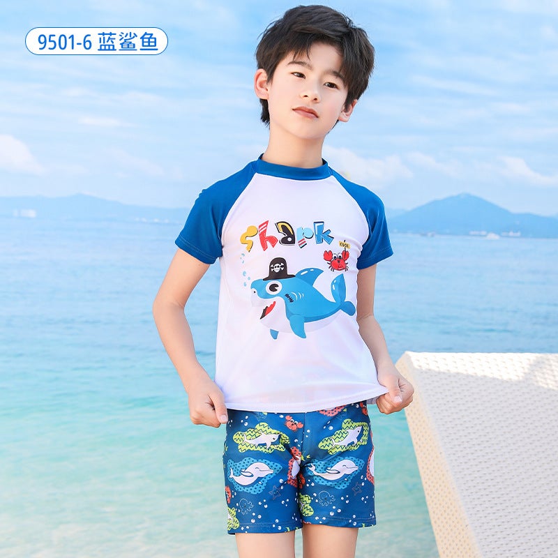 Children''s Swimsuit, Swimming Training Sun Protection Clothing, Quick-Drying Fabric, Soft and Skin-Friendly, Fashionable Cartoon Element Split Swimsuit - Image 1