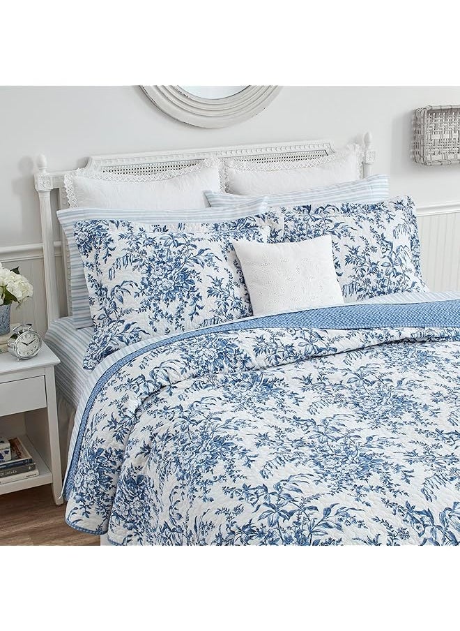 Quilt Set Reversible Cotton Bedding With Matching Shams Lightweight Home Decor For All Seasons King Bedford Delft Blue - pzsku/ZB2704387C051AD5B3CB0Z/45/_/1741446974/edd8c6c5-ae91-4be1-93d5-4ccc4e08386a