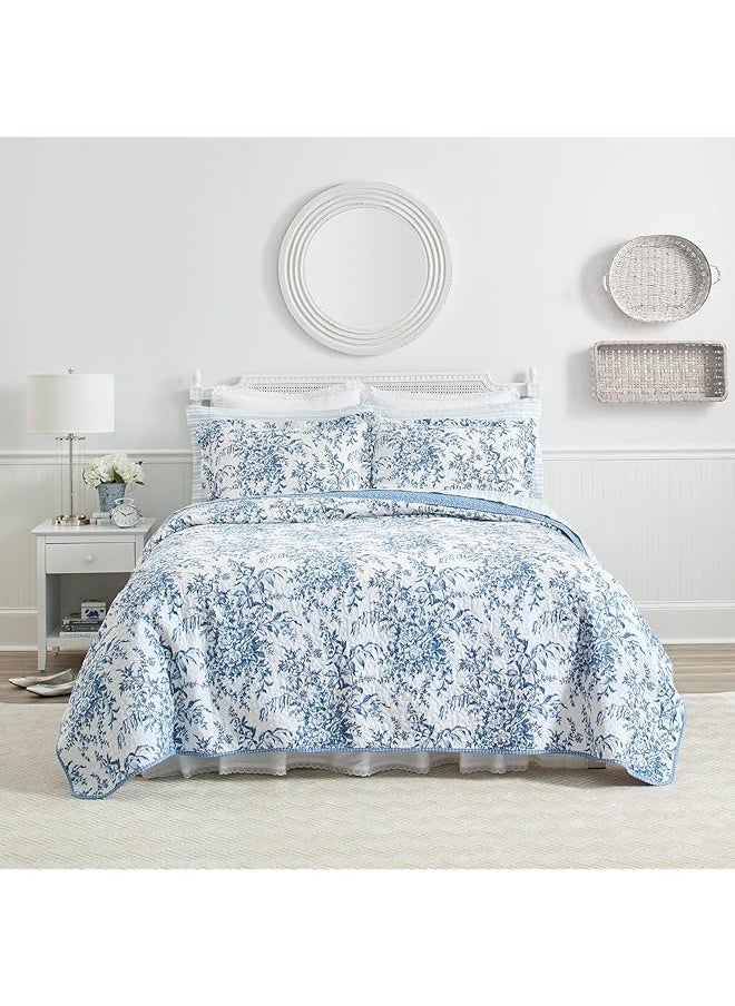 Quilt Set Reversible Cotton Bedding With Matching Shams Lightweight Home Decor For All Seasons King Bedford Delft Blue - pzsku/ZB2704387C051AD5B3CB0Z/45/_/1741446974/f840bedb-1ea8-4c7c-86ba-768811a7bba7