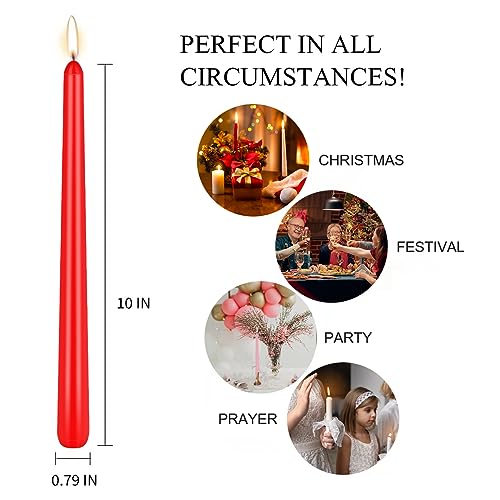 Yiflyer 10 Inch Colored Taper Candles for Religious and Spiritual Settings, 12 Pack Unscented Candlesticks for Holiday, Seasonal Celebration and Home Decoration - Image 5