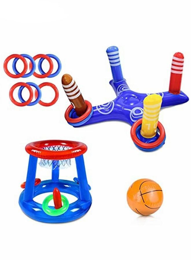 PYEBE Pool Floats Toys ,Inflatable Pool Basketball Hoop & Ring Game Set Summer Swimming Pool Water Games Toy for Kids Boys Girls - Image 1