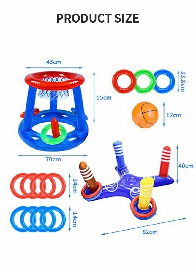 PYEBE Pool Floats Toys ,Inflatable Pool Basketball Hoop & Ring Game Set Summer Swimming Pool Water Games Toy for Kids Boys Girls - Image 5
