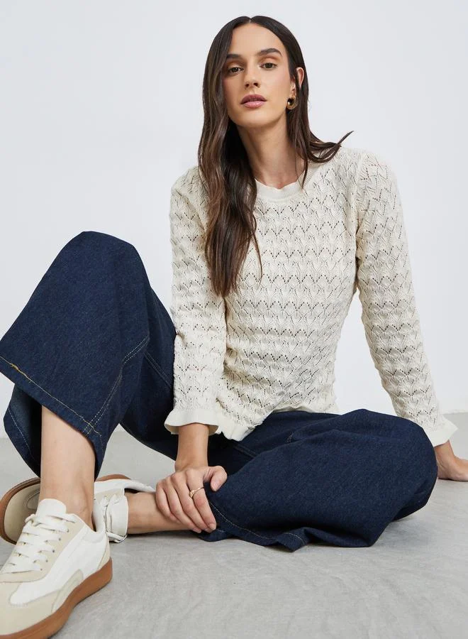 ستايلي بلوزة بتفاصيل مُضلعة بارزة الملمس