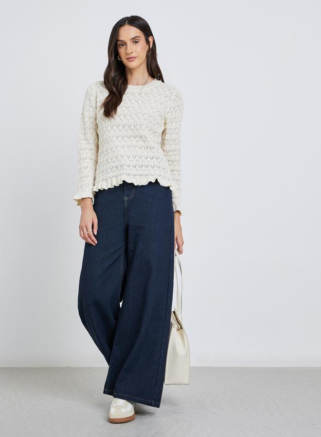 Styli Textured Round Neck Ribbed Top - Image 2