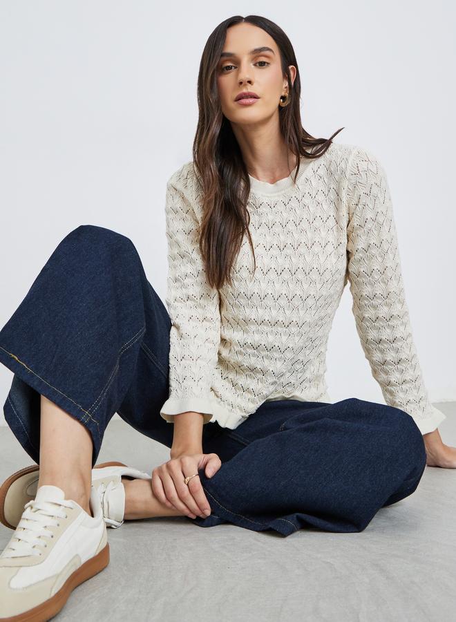 Styli Textured Round Neck Ribbed Top - Image 3