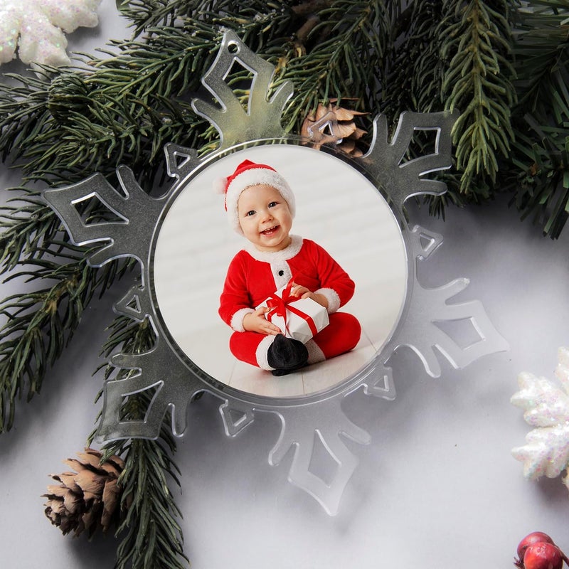 Snapins Make Your Own Acrylic Craft Photo Snowflake Christmas Ornaments - 12 Pack - Image 4