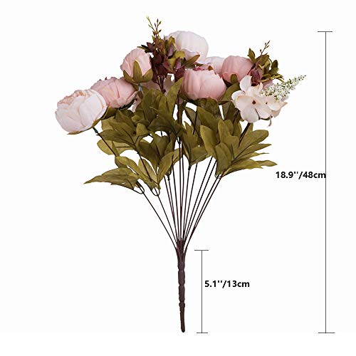 Fule 2 Pack Large Artificial Peony Silk Flower Bouquets Arrangement Wedding Centerpieces (Light Pink) - Image 2