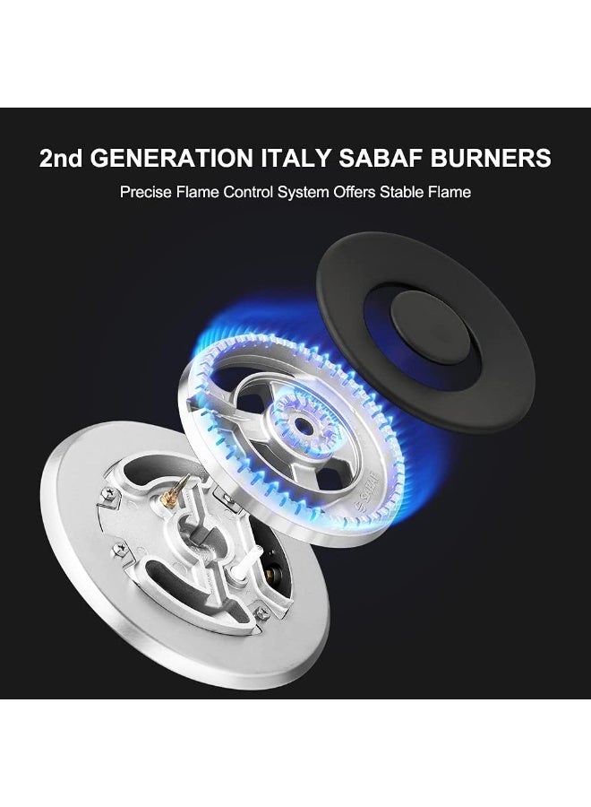 جنرال جولدن مسطح طباخ جنرال جولدن مدمج بخمس شعلات، 87×52 سم، أمان تام، إشعال ذاتي، حامل مقلاة من الحديد  الثقيل، سهل التنظيف، مادة عالية الجودة، - Image 5