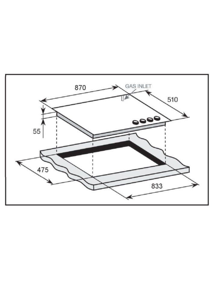 جنرال جولدن مسطح طباخ جنرال جولدن مدمج بخمس شعلات، 87×52 سم، أمان تام، إشعال ذاتي، حامل مقلاة من الحديد  الثقيل، سهل التنظيف، مادة عالية الجودة، - Image 3