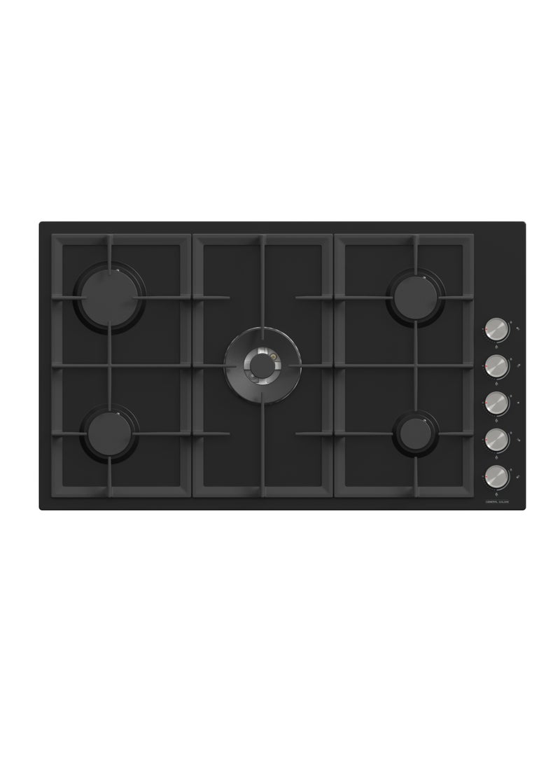 جنرال جولدن مسطح طباخ جنرال جولدن مدمج بخمس شعلات، 87×52 سم، أمان تام، إشعال ذاتي، حامل مقلاة من الحديد  الثقيل، سهل التنظيف، مادة عالية الجودة، - Image 1